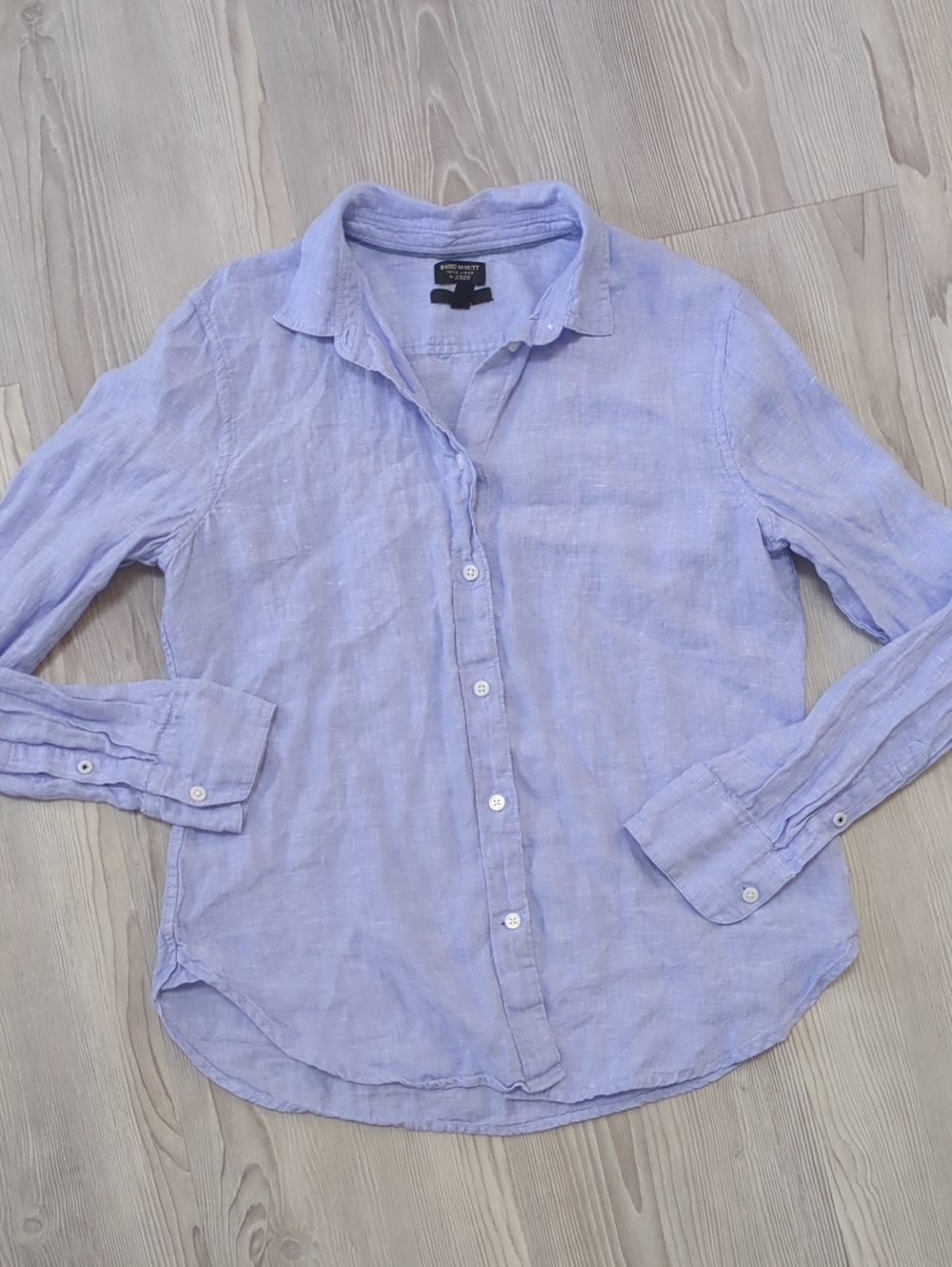 J.Crew Baird McNutt Irish Linen Shirt Size 8 Slim Light Blue Button Down 100% Li